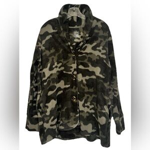 Cuddl Duds Fleecewear Women’s Size M Bonded Sherpa Snap Front Jacket Olive Camo
